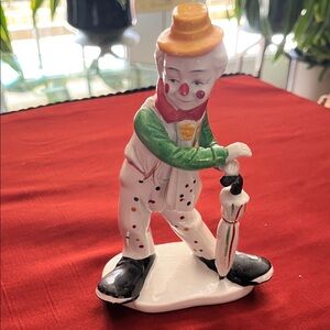 Whimsical Clown Figurine with Umbrella